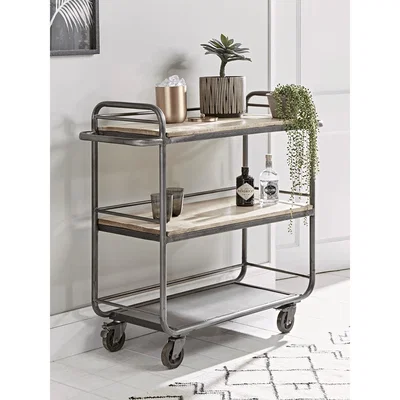 Cox and Cox Industrial Wood & Metal Drinks Trolley