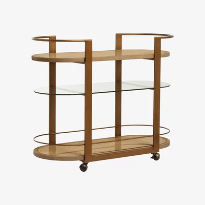 OKA Arnold Drinks Trolley - Weathered Oak/Bronze Bronze