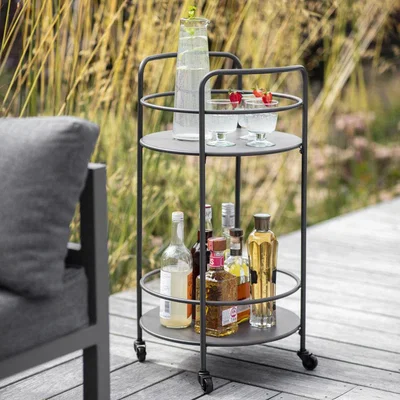 Olivia's Garden Trading Round Drinks Trolley in Carbon