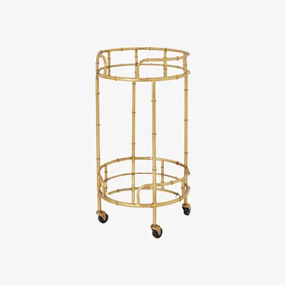 Olivia's Hill Interiors Round Drinks Trolley in Gold