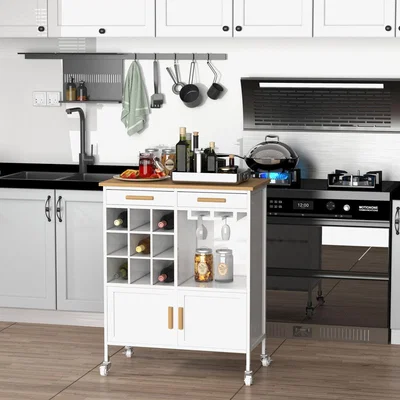 The Range Rolling Kitchen Trolley Serving Cart - White