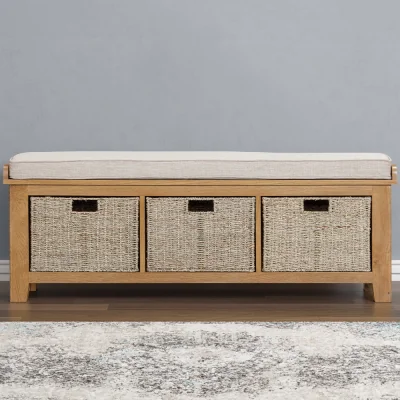 Arighi Bianchi Medway Oak Hall Bench with Baskets