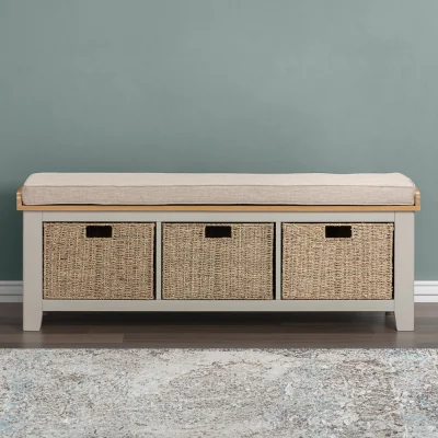 Arighi Bianchi Medway Painted Hall Bench With Baskets