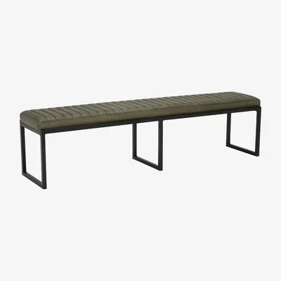 Barker and Stonehouse Pure Furniture Brutus Bench 180cm With Matt Black Frame, Green | Barker & Stonehouse