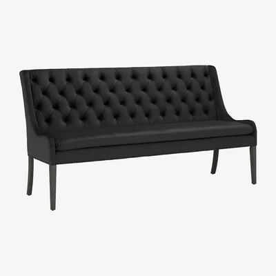Barker and Stonehouse Ophelia 200cm Button Back Velvet Bench, Black | Barker & Stonehouse