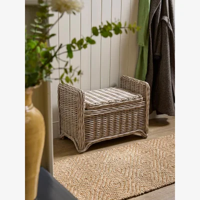 Cox and Cox Round Rattan Storage Bench - Small