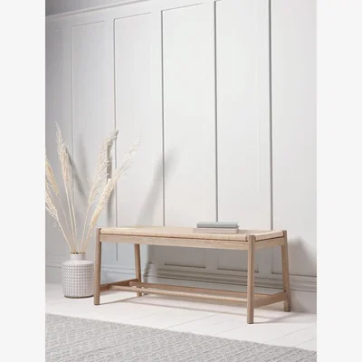 Cox and Cox Woven Rope Oak Bench