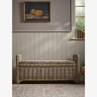 Cox and Cox Round Rattan Storage Bench - Large