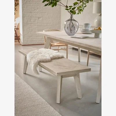 Cox and Cox Limewashed Parquet Bench