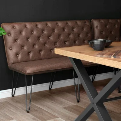 Chiltern Oak Furniture Industrial Brown 140cm Studded Back Bench