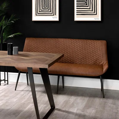 Chiltern Oak Furniture Industrial Tan 160cm Honeycomb Pattern Bench
