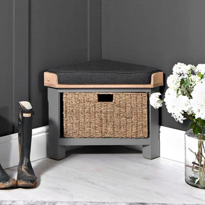 Chiltern Oak Furniture Dorset Storm Grey Painted Oak Corner Hall Bench