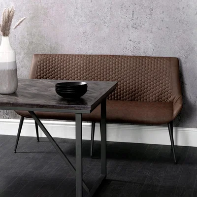 Chiltern Oak Furniture Industrial Brown 160cm Honeycomb Pattern Bench
