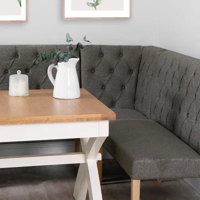 Chiltern Oak Furniture Torino Dark Grey Scroll Back Corner Bench