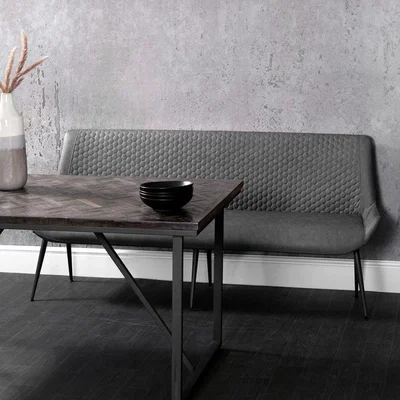 Chiltern Oak Furniture Industrial Grey 200cm Honeycomb Pattern Bench