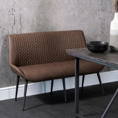 Chiltern Oak Furniture Industrial Brown 130cm Honeycomb Pattern Bench