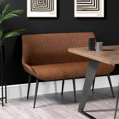 Chiltern Oak Furniture Industrial Tan 130cm Honeycomb Pattern Bench