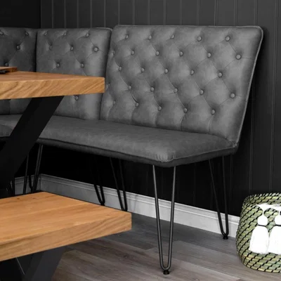 Chiltern Oak Furniture Industrial Grey 90cm Studded Back Bench