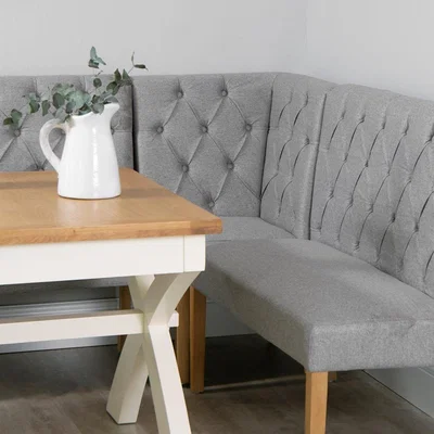 Chiltern Oak Furniture Torino Light Grey Scroll Back Corner Bench