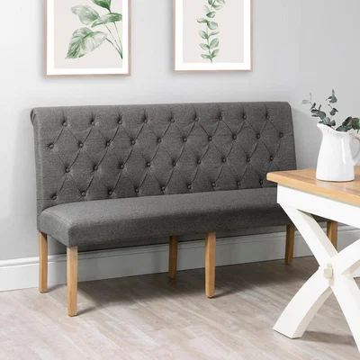 Chiltern Oak Furniture Torino Dark Grey 170cm Scroll Back Bench