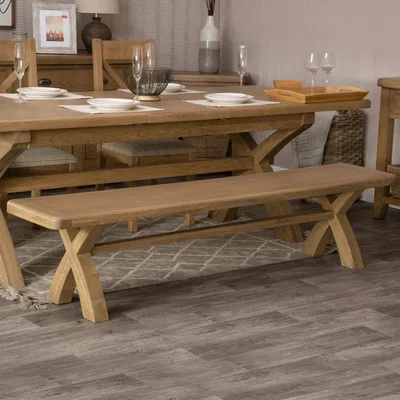 Chiltern Oak Furniture Wessex Smoked Oak 2.0m Cross Leg Bench