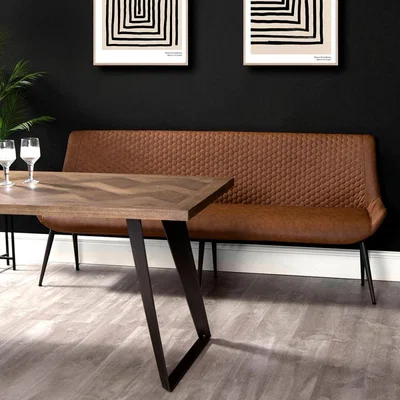 Chiltern Oak Furniture Industrial Tan 200cm Honeycomb Pattern Bench