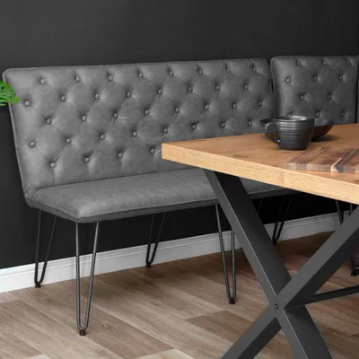 Chiltern Oak Furniture Industrial Grey 140cm Studded Back Bench