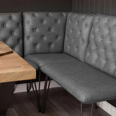 Chiltern Oak Furniture Industrial Grey Studded Back Corner Bench
