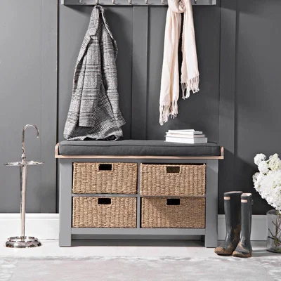 Chiltern Oak Furniture Dorset Storm Grey Painted Oak Large Hall Bench