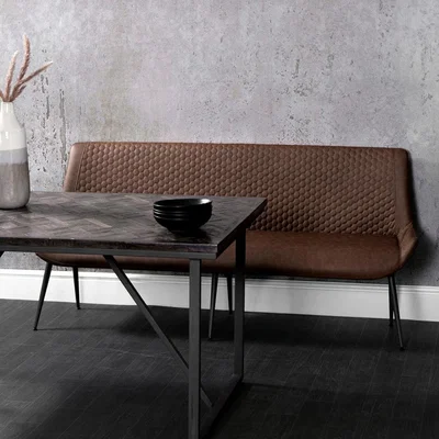 Chiltern Oak Furniture Industrial Brown 200cm Honeycomb Pattern Bench