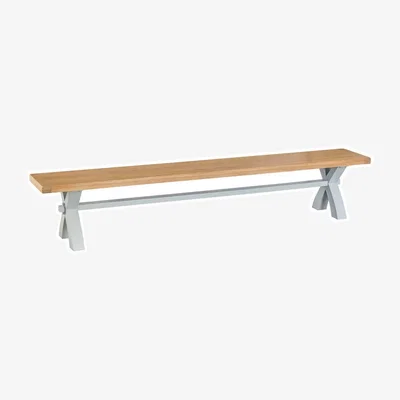 Chiltern Oak Furniture Suffolk Grey Painted Oak Large Cross Bench