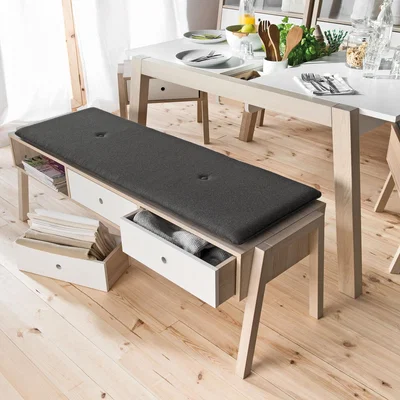 Cuckooland Vox Spot Bench with Drawers in Acacia & White