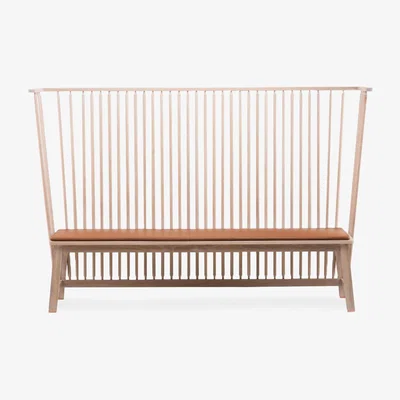 The Conran Shop 446 Settle Bench in Danish Oiled Oak with Leather Seat Pad