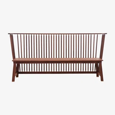 The Conran Shop 445 Low Settle in Danish Oiled Walnut with Leather Seat Pad