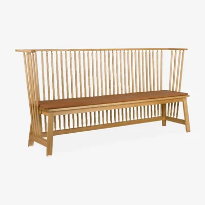 The Conran Shop 445 Low Settle in Danish Oiled Oak with Leather Seat Pad