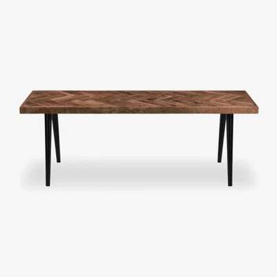 Cult Furniture Conner Herringbone Dining Bench, Dark Mango Wood
