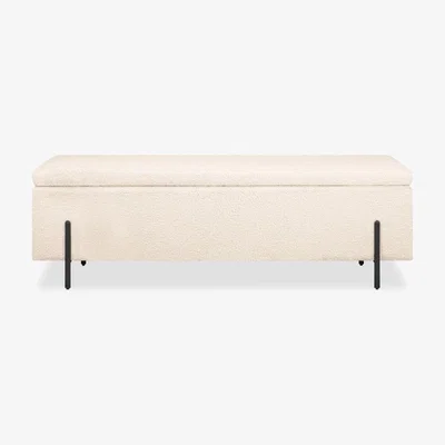Cult Furniture Valerie Ottoman Storage Bench, Ivory White Boucle & Black Size: 6 Seat 150cm