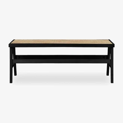 Cult Furniture Cleo Wooden Dining Bench, Cane & Black