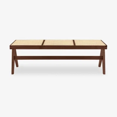 Cult Furniture Lambert Dining Bench, Cane & Dark Stain Oak