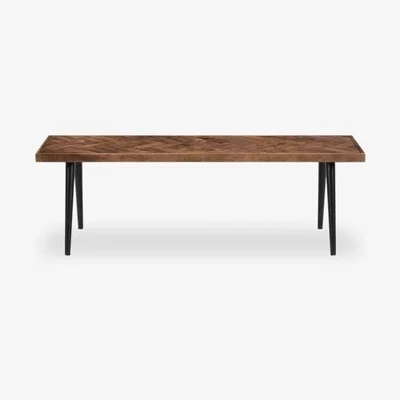 Cult Furniture Conner Large Herringbone Dining Bench, Dark Mango Wood