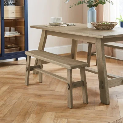 Dunelm Enola Small Dining Bench, Rustic Oak