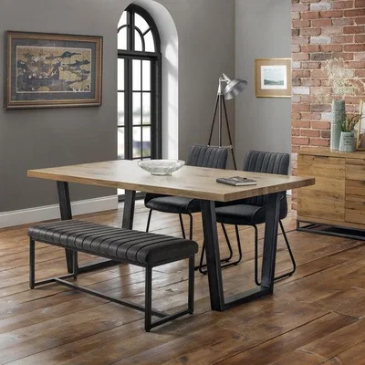 Dunelm Return - Soho 2 Seater Dining Bench, Black Faux Leather, 121cm