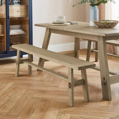 Dunelm Enola Large Dining Bench, Rustic Oak