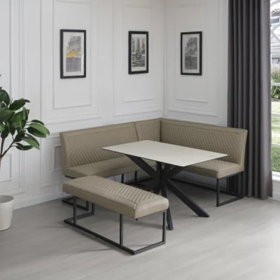 Dunelm Indus Valley Athena Corner Dining Bench, Faux Leather