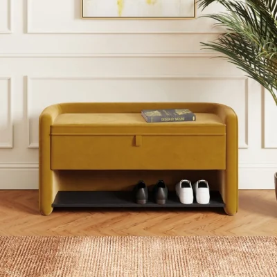 Dunelm Estelle Velvet Hallway Storage Bench