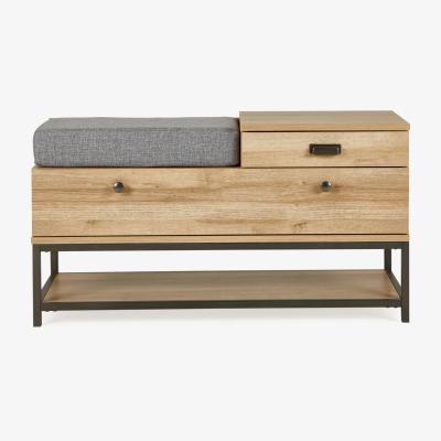 Dunelm Fulton Oak Effect Storage Bench Brown and Grey