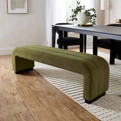Dunelm Lucilla Dining Bench, Velvet Olive