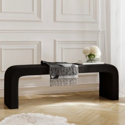 Dunelm Return - Ren 2 Seater Boucle Black Dining Bench