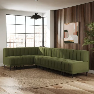 Dunelm Amali Boucle Left Hand Dining Bench Olive Bundle