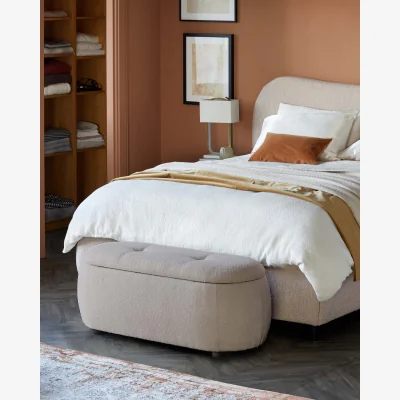 Danetti Lani natural boucle storage ottoman bench